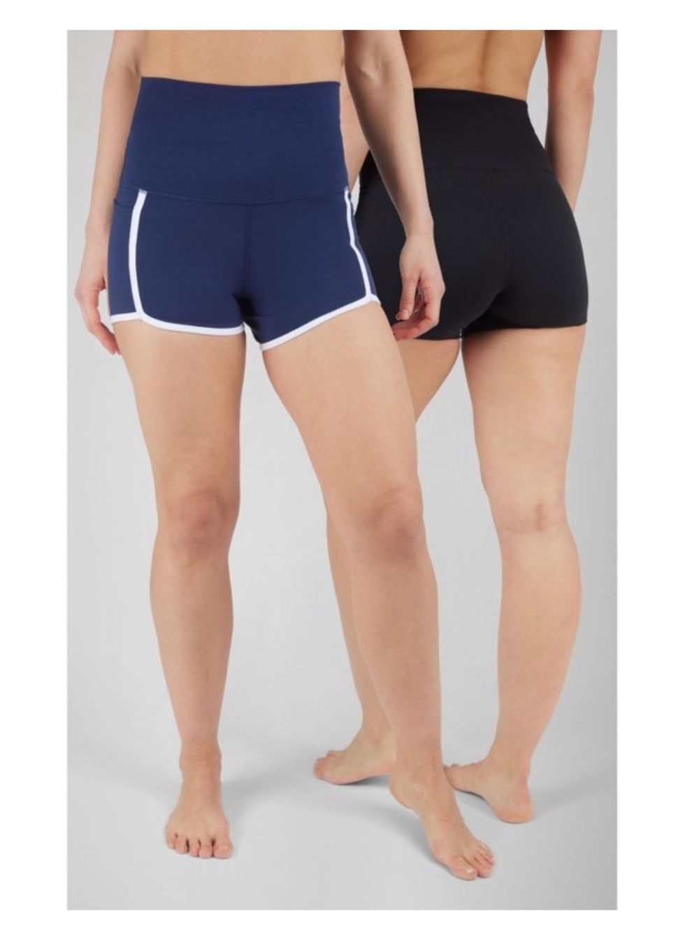 NWOT YOGALICIOUS 2 Pk. Lux Super High Waist Summer Flair Bike Short Navy/Black S